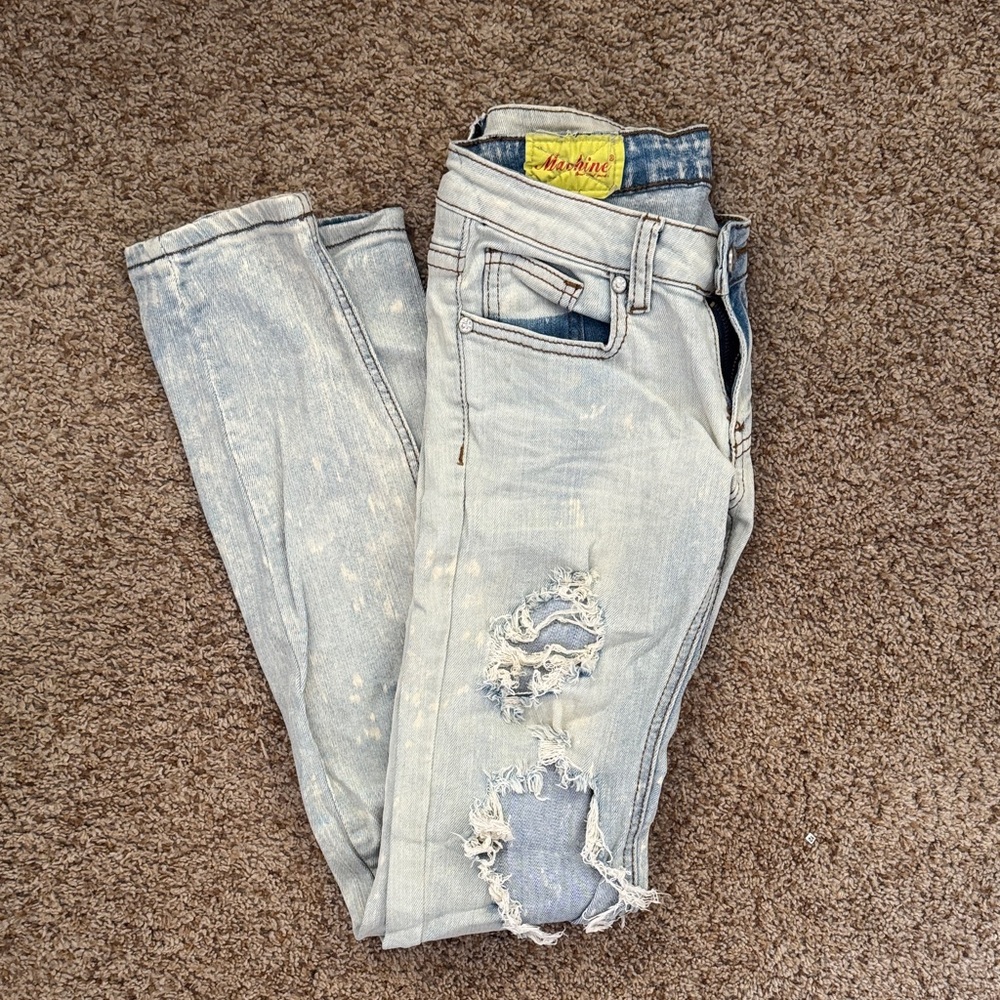 Machine Light Blue Distressed Skinny Jeans